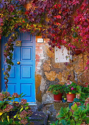 Blue Door, Tuscany, Italy