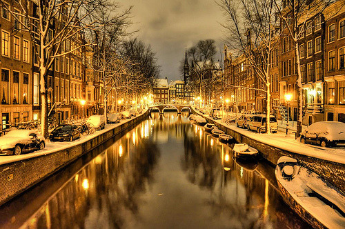 Snowy Night, Amsterdam, The Netherlands