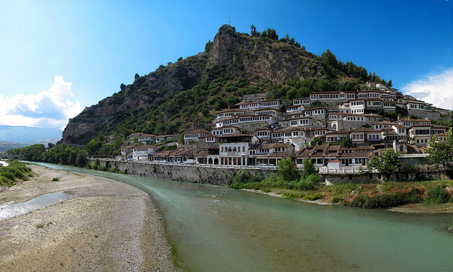 by mogsub on Flickr.Panoramic view of Berat - the town of 1000 windows, Albania.
