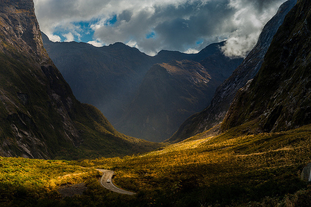 by CoolbieRe on Flickr.The road to Milford Sound in Fiordland, New Zealand.