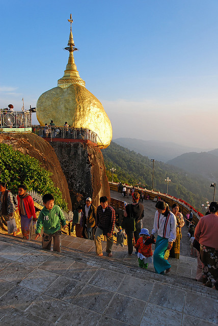 by Hartfried Schmid on Flickr.The Golden Rock of Kyaiktiyo, a major pilgrimage site in Myanmar.