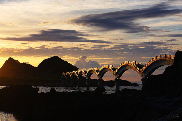 Sansiantai Bridge at dawn, Taitung County, Taiwan