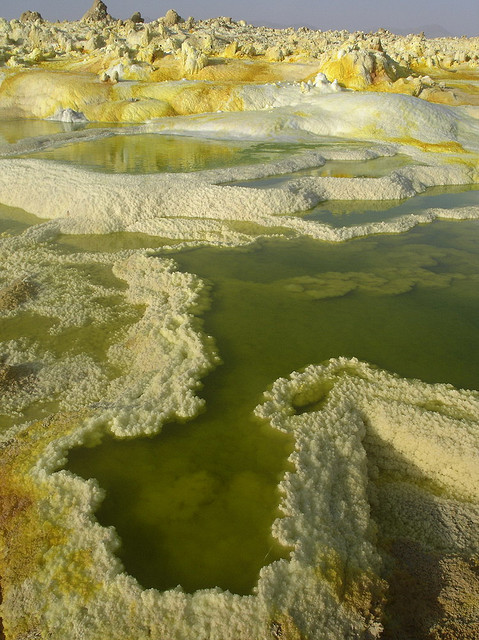 Salt and sulphur formations at Dallol Volcano in Danakil Depression, Ethiopia