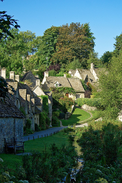 Arlington Row in Bibury, one of the most beautiful villages in Gloucestershire, England