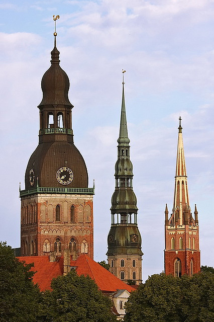The towers of Riga, Latvia