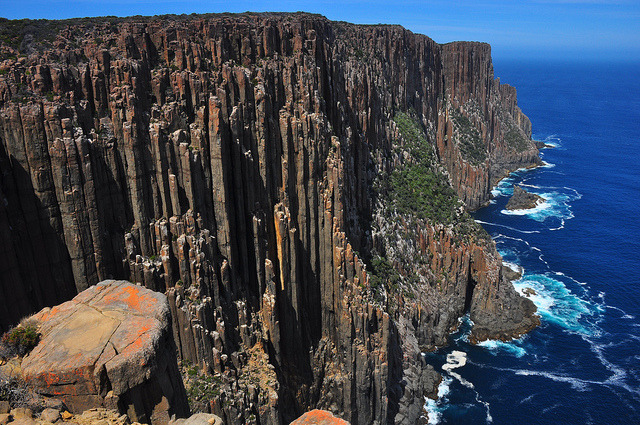 The columns of Cape Raoul in Tasmania, Australia