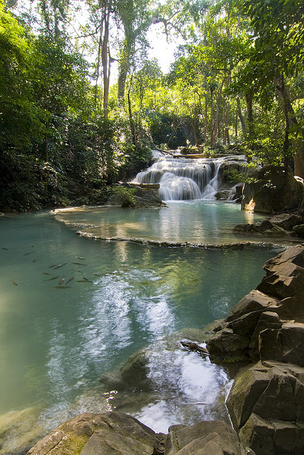 Erawan Waterfalls National Park in Kanchanaburi Province, Thailand