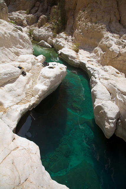 Clear waters in Wadi Bani Khalid oasis, Oman