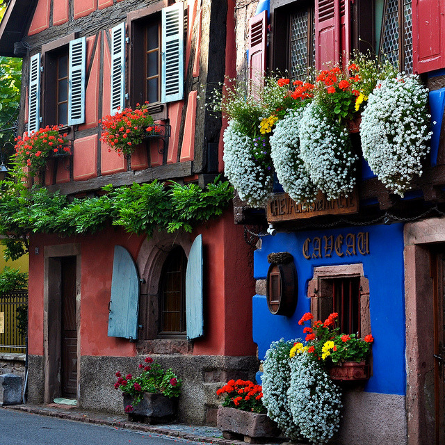 Lovely houses in Niedermorschwihr, Alsace, France