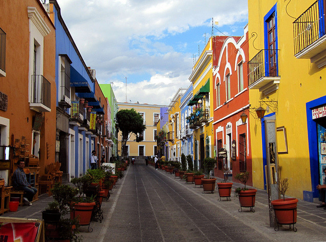 Colorful Callejon de los Sapos in Puebla, Mexico