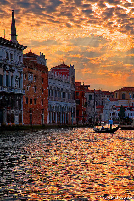 Sunset over The Grand Canal in Venice, Italy
