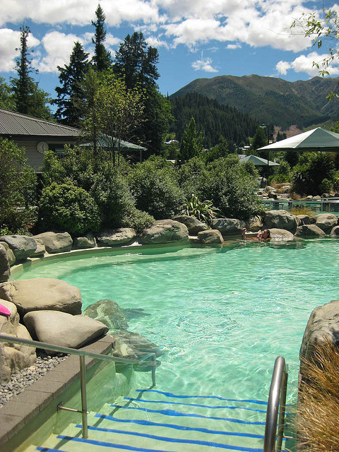 Hot natural Spa in Hanmer Springs, South Island, New Zealand