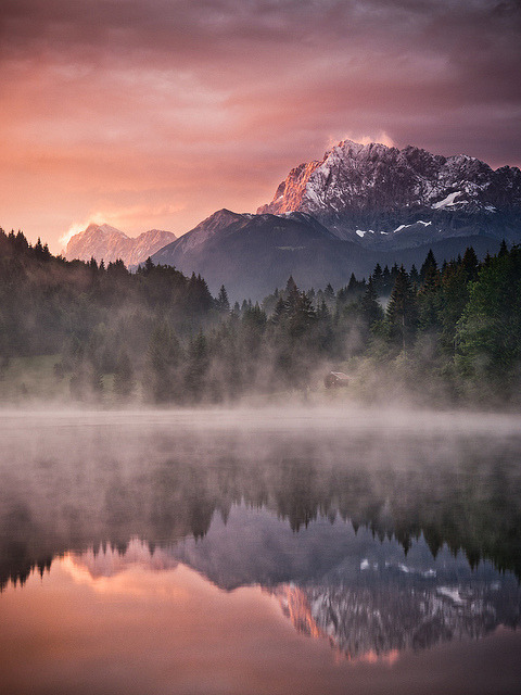 Misty morning in the Bavarian Alps, Germany