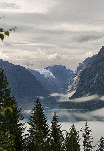 View upon the beautiful Loen Lake, Norway