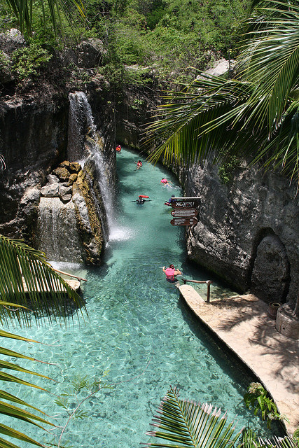 Floating down the river of Xcaret, Riviera Maya, Mexico