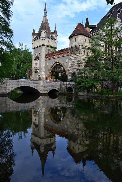 Reflections at Vajdahunyad Castle in Budapest, Hungary